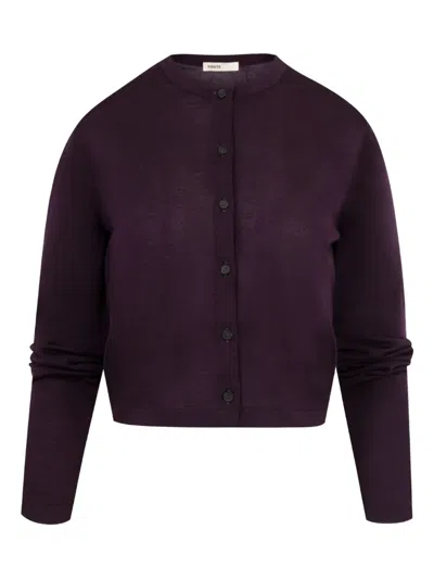 Khaite Crew-neck Cardigan In Purple
