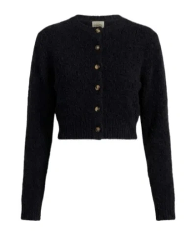 Khaite Crew Neck Knit Jacket In Black