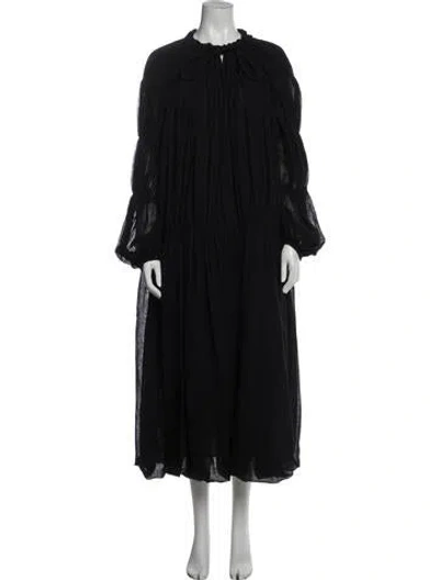 Pre-owned Khaite Crew Neck Long Dress In Black