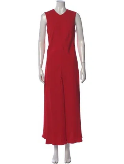 Pre-owned Khaite Crew Neck Long Dress In Red