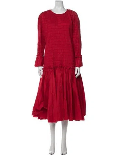 Pre-owned Khaite Crew Neck Long Dress In Red