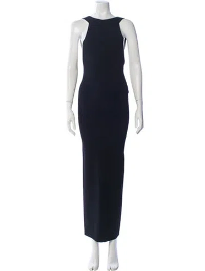 Pre-owned Khaite Crew Neck Long Dress W/ Tags In Blue