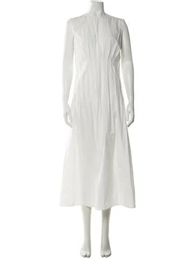 Pre-owned Khaite Crew Neck Long Dress In White