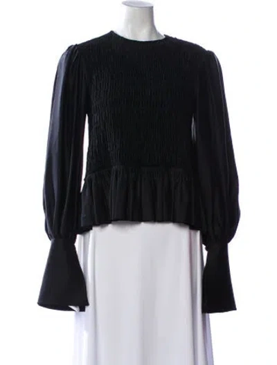 Pre-owned Khaite Crew Neck Long Sleeve Blouse In Black