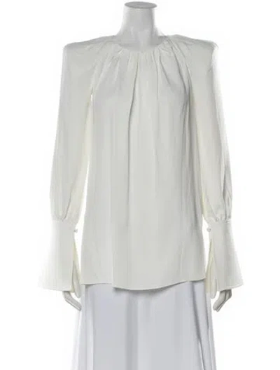 Pre-owned Khaite Crew Neck Long Sleeve Blouse In Neutral