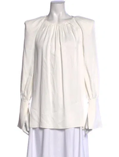 Pre-owned Khaite Crew Neck Long Sleeve Blouse In Neutrals