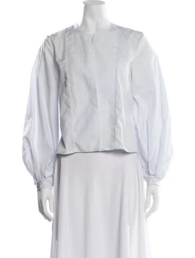 Pre-owned Khaite Crew Neck Long Sleeve Blouse In White