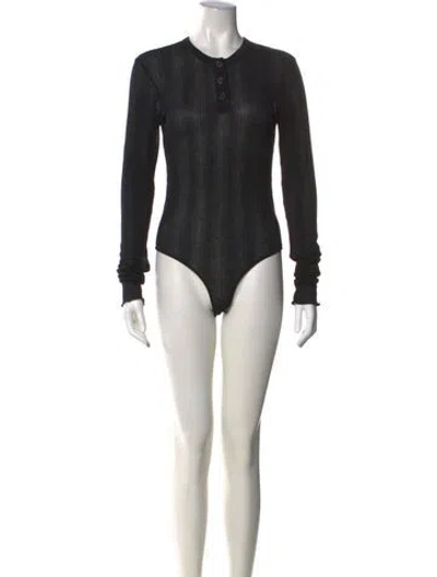 Pre-owned Khaite Crew Neck Long Sleeve Bodysuit In Black