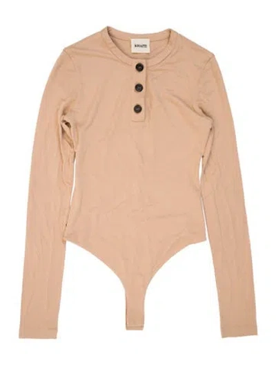 Pre-owned Khaite Crew Neck Long Sleeve Bodysuit In Neutral
