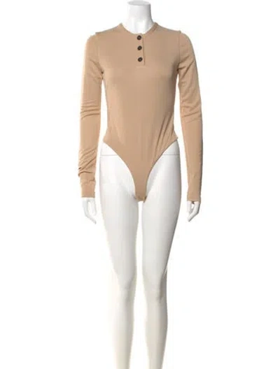Pre-owned Khaite Crew Neck Long Sleeve Bodysuit In Neutral