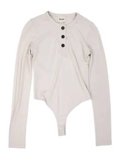 Pre-owned Khaite Crew Neck Long Sleeve Bodysuit In Neutral