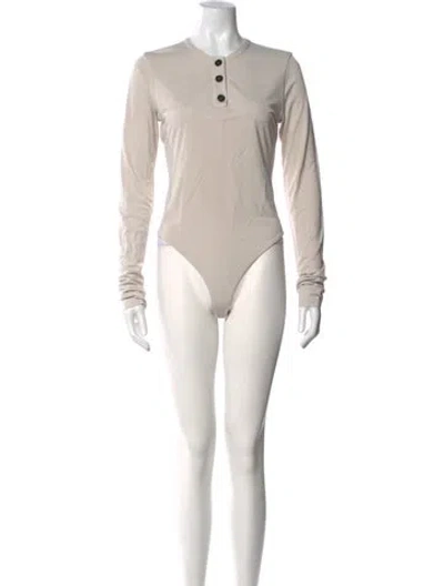 Pre-owned Khaite Crew Neck Long Sleeve Bodysuit In Neutrals