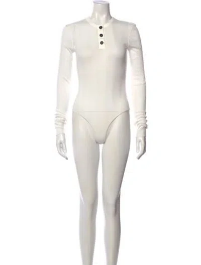 Pre-owned Khaite Crew Neck Long Sleeve Bodysuit W/ Tags In Neutral