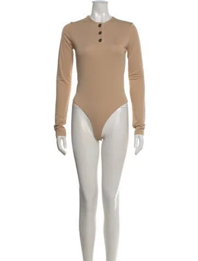 Pre-owned Khaite Crew Neck Long Sleeve Bodysuit W/ Tags In Neutral