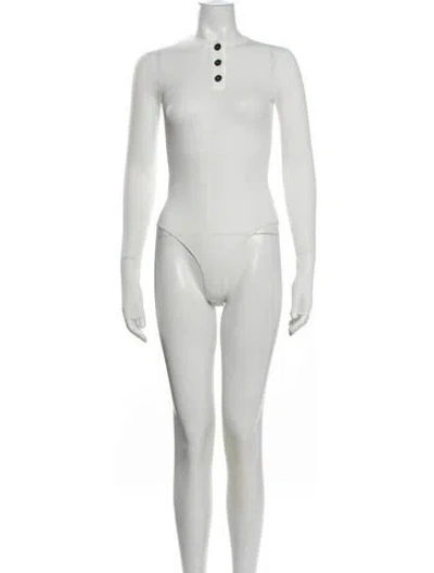 Pre-owned Khaite Crew Neck Long Sleeve Bodysuit W/ Tags In White