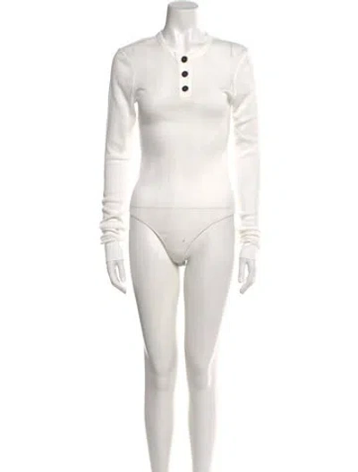 Pre-owned Khaite Crew Neck Long Sleeve Bodysuit In White
