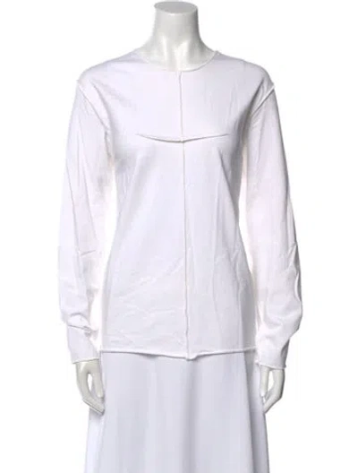 Pre-owned Khaite Crew Neck Long Sleeve Button-up Top In White