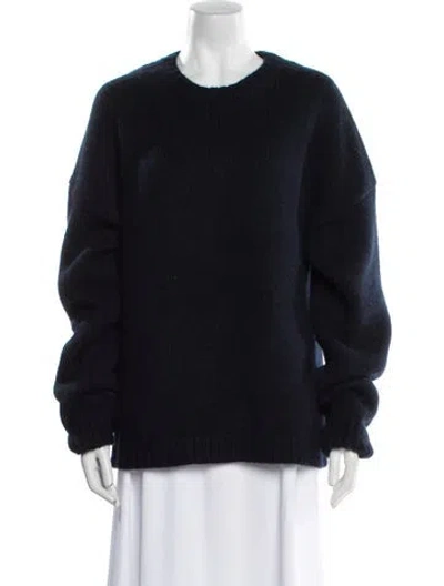 Pre-owned Khaite Crew Neck Long Sleeve Pullover In Blue