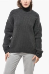 Khaite Crew Neck Manuela Ribbed Cashmere Pullover In Gray