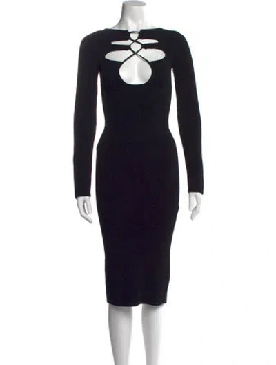 Pre-owned Khaite Crew Neck Midi Length Dress In Black