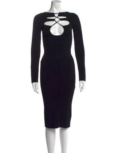Pre-owned Khaite Crew Neck Midi Length Dress In Black