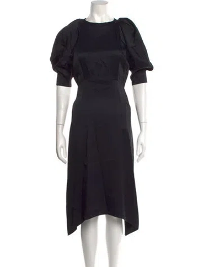 Pre-owned Khaite Crew Neck Midi Length Dress In Black