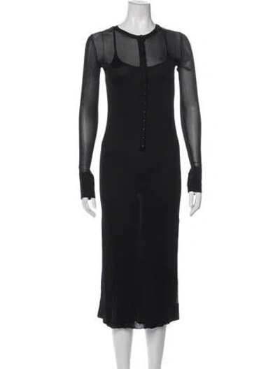 Pre-owned Khaite Crew Neck Midi Length Dress In Blue