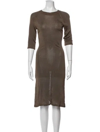 Pre-owned Khaite Crew Neck Midi Length Dress In Brown