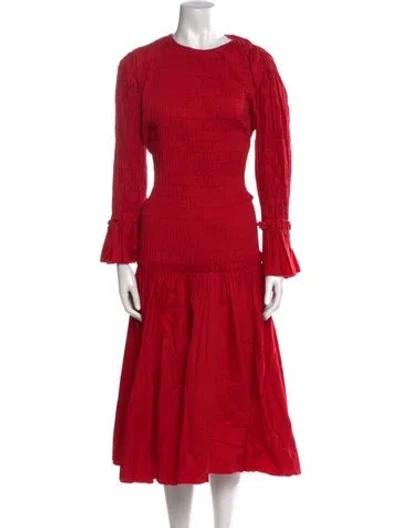 Pre-owned Khaite Crew Neck Midi Length Dress In Red