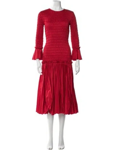 Pre-owned Khaite Crew Neck Midi Length Dress In Red