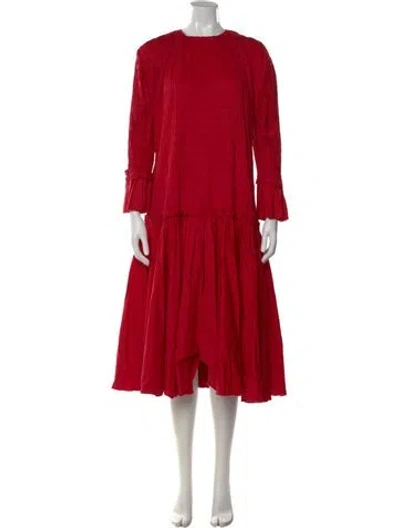 Pre-owned Khaite Crew Neck Midi Length Dress In Red