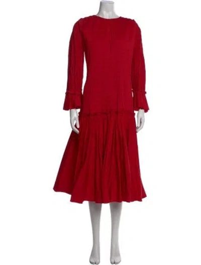 Pre-owned Khaite Crew Neck Midi Length Dress In Red