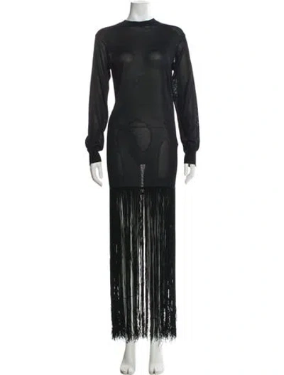 Pre-owned Khaite Crew Neck Mini Dress In Black