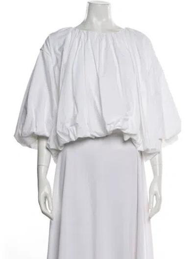 Pre-owned Khaite Crew Neck Short Sleeve Blouse In White