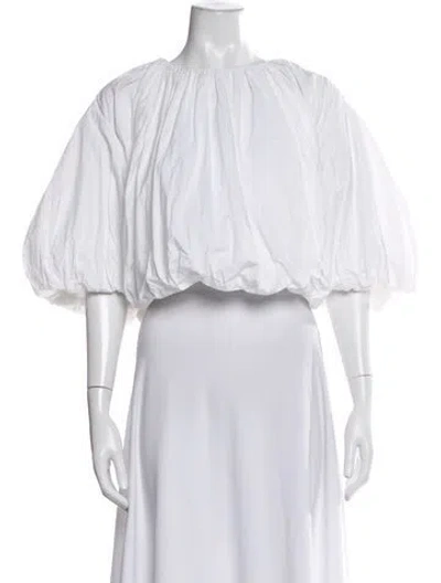 Pre-owned Khaite Crew Neck Short Sleeve Blouse In White