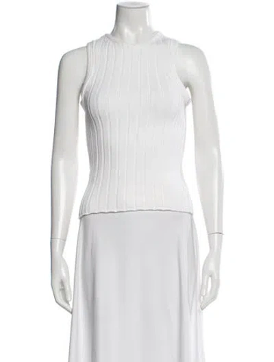 Pre-owned Khaite Crew Neck Sleeveless Top In White