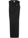 Khaite Crispin Draped Crepe Midi Dress In Black