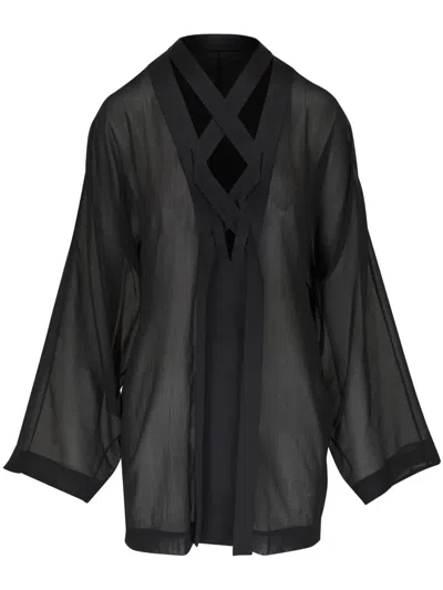 Khaite Criss-cross Silk Minidress In Black