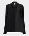 Khaite Crittan Wool And Silk-blend Faille Blazer In Black