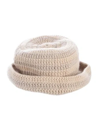 Pre-owned Khaite Crochet Cashmere Bucket Hat In Neutral