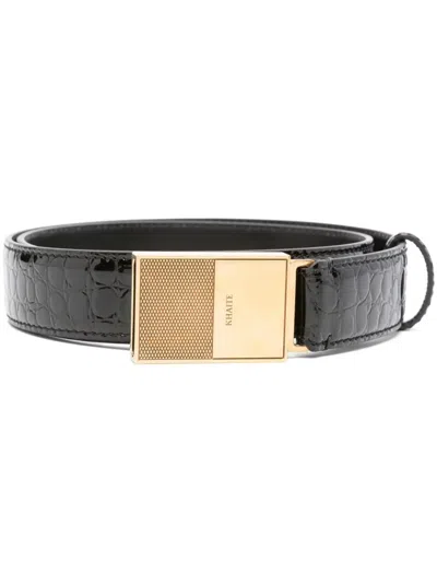 Khaite Crocodile Embossed Belt In Black 200