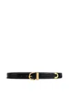 Khaite Womens Bambi Skinny Croc-embossed Leather Belt Black