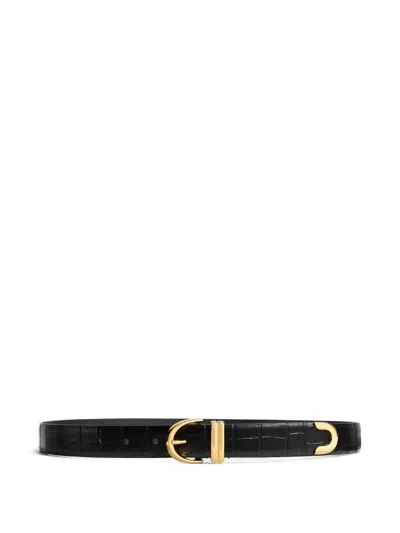 KHAITE CROCODILE-EMBOSSED LEATHER BELT