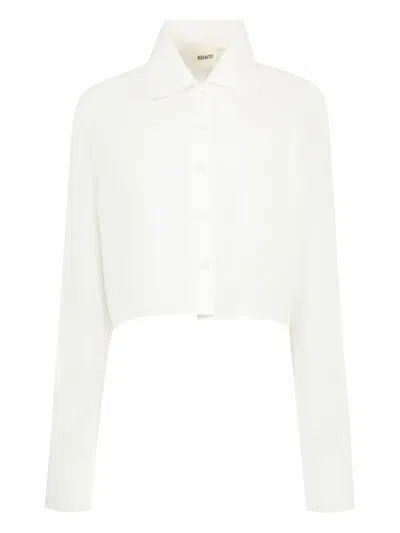 Khaite Crop Cotton Shirt In White