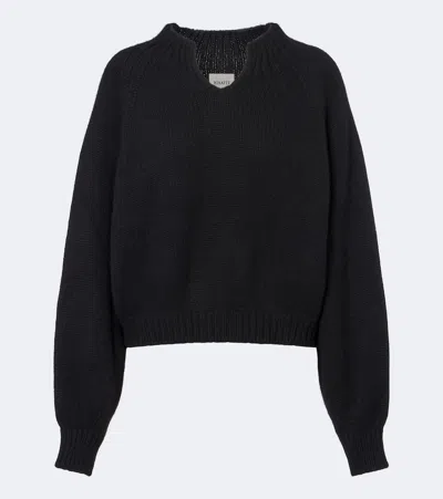 Khaite Cropped Cashmere Sweater In Black