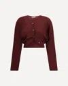 Khaite Cropped Finn Cardigan In Burgundy