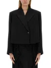 Khaite Raymond Cropped Satin-trimmed Crepe Blazer In Black