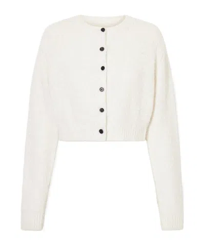 Khaite Cropped Knit Cardigan In White