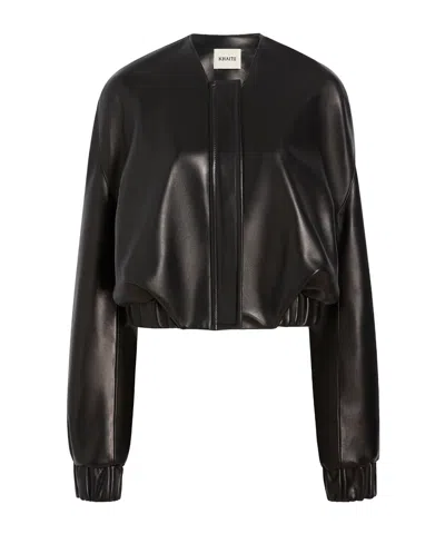 Khaite Cropped Leather Jacket In Animal Print