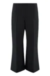 Khaite Walter Double Face Crepe Kick Flare Crop Pants In Black